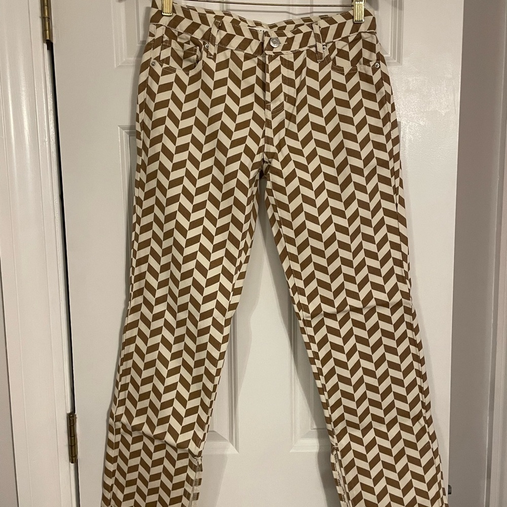 PacSun Brown and White Patterned Straight Leg Jeans